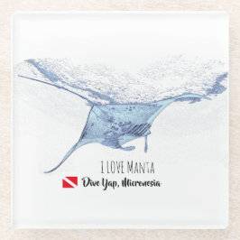 Manta ray silhouet glas onderzetter glazen onderzetter