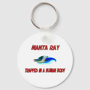 Manta Ray zit vast in een menselijk lichaam Sleutelhanger
