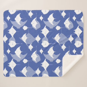 Manta-stralen, pijlstaartroggen, koel blauw wit Ze Sherpa Deken