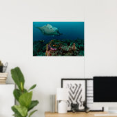 Mantaray sur l'anémone - Poster (Bureau à domicile)