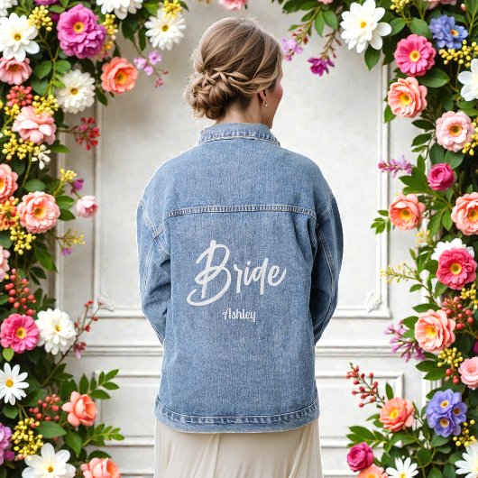 Manteau en jean blanc écriture Mariée