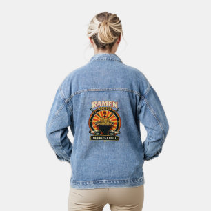 Manteau en jean bleu clair pour femmes avec graphi