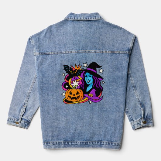 Manteau en jean d'art pop de sorcière d'Halloween, (Verso)