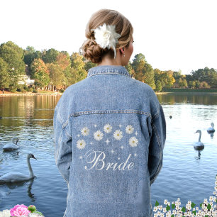 Manteau en jean Elegant Bride étoiles et fleurs de