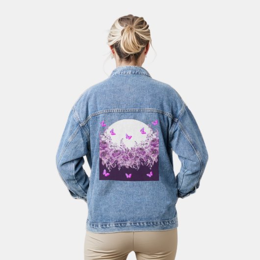 Manteau en jean fleuri papillon violet (Modèle)