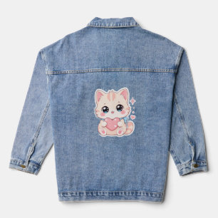 Manteau pour femmes Kawaii Pastel Cat Heart Mignon