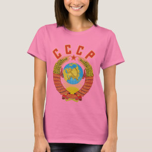 Manteau soviétique du T-shirt des femmes des bras