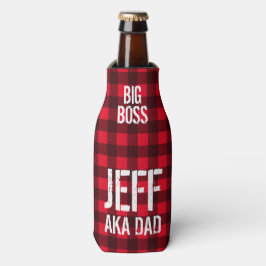 Mantelrood en zwart lumberjack check buffelvleid flesjeskoeler