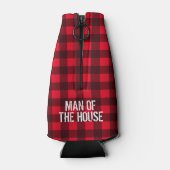 Mantelrood en zwart lumberjack check buffelvleid flesjeskoeler (Achterkant)