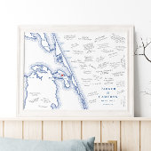 Manteo NC Carte Élégant Mariage Guest Book Poster
