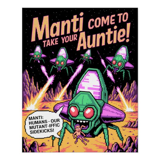  Manti Aliens Abduction Party! Defender Arcade '81 Perfect Poster (Voorkant)
