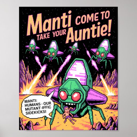  Manti Aliens Abduction Party! Defender Arcade '81 Poster (Voorkant)