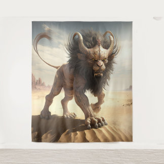 Manticore in een woestijnmuur wandkleed