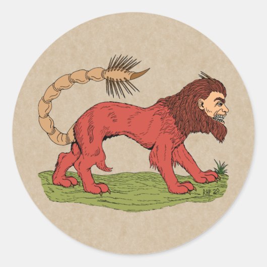 Manticore Ronde Sticker (Voorkant)
