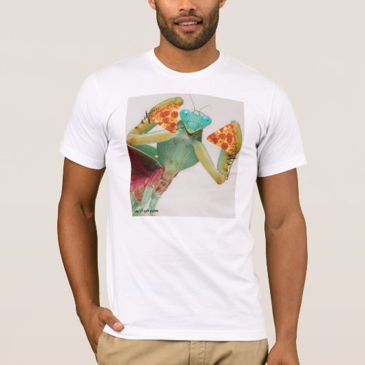 mantis eet pizza t-shirt (Voorkant)