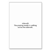 Mantis en prière marchant sur le trottoir, cartes  (Dos)