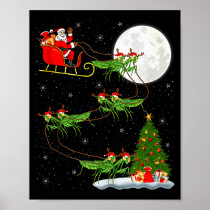 Mantis Insect Kerstman slee Santa Vliegend Grappig Poster