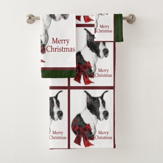 Mantle Great Dane Kerstmis Bad Handdoek (Insitu)
