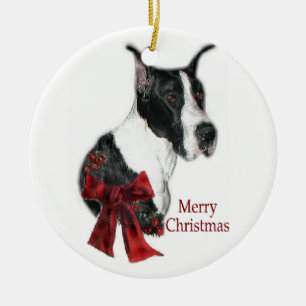 Mantle Great Dane-Ornament met kerstcadeaus Keramisch Ornament