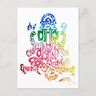 Mantra Ganesh avec carte postale arc-en-ciel
