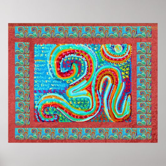 MANTRA: Om 108 keer de Heilige Rode Achtergrond Poster (Voorkant)