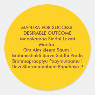 MANTRA VOOR SUCCES, GEWENSTE RESULTATEN RONDE STICKER