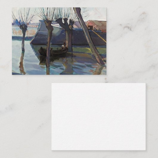 Mantua-Landschap met Boats door Mario Lomini Notitiekaartje (Voorkant / Achterkant)