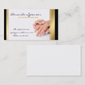 Manucure Bordure noire et or Carte de visite blanc (Devant / Derrière)