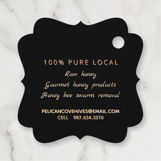 Manuka Honey Black Gold Bee Fancy Square Bedankjes Labels (Achterkant)