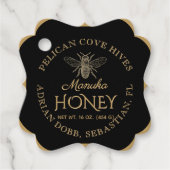 Manuka Honey Black Gold Bee Fancy Square Bedankjes Labels (Voorkant)