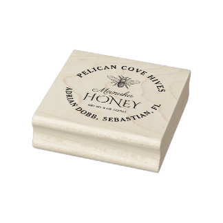 Manuka Honing Label met Honingbij Rubberstempel