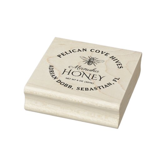 Manuka Honing Label met  Honingbij Rubberstempel (Stempel)