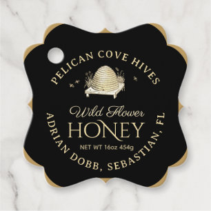 Manuka Honing Zwart Goud Skep Fancy Vierkant Bedankjes Labels