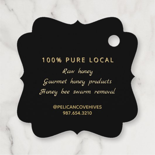 Manuka Honing Zwart Goud  Skep Fancy Vierkant Bedankjes Labels (Achterkant)