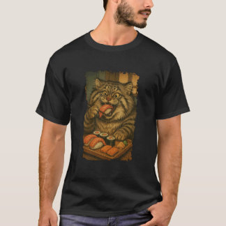 Manul Pallas's Kat Eet Sushi Japanse Vintage T-shirt