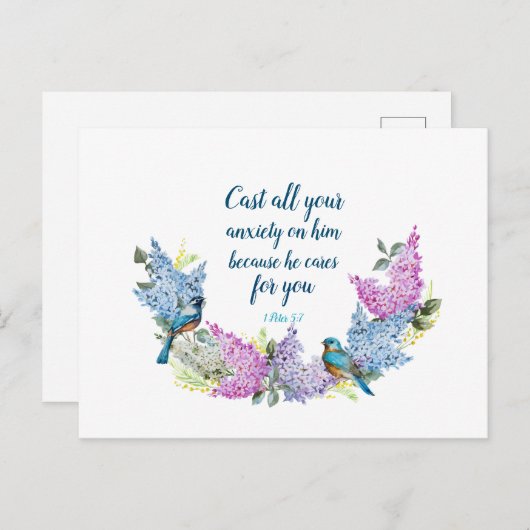 Manuscript 1 Peter 5:7 Briefkaart (Voorkant / Achterkant)