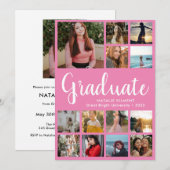 Manuscript Afstuderen 14 Foto Collage Pink Afstude Kaart (Voorkant / Achterkant)