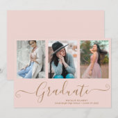 Manuscript Afstuderen 3 Foto Collage Pink Afstuder Aankondiging (Voorkant / Achterkant)