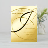 Manuscript ampersand black calligraphy bruiloft folie uitnodiging (Staand Voorkant)