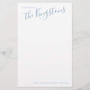 Manuscript bij usty Blue Family Name Briefpapier