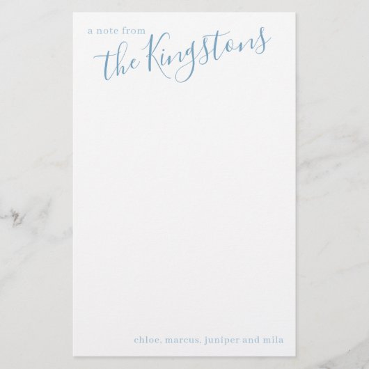 Manuscript bij usty Blue Family Name Briefpapier (Voorkant)