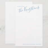 Manuscript bij usty Blue Family Name Briefpapier (Voorkant / Achterkant)