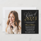 Manuscript Black Gold Photo Afstuderen kondiging Kaart (Voorkant)