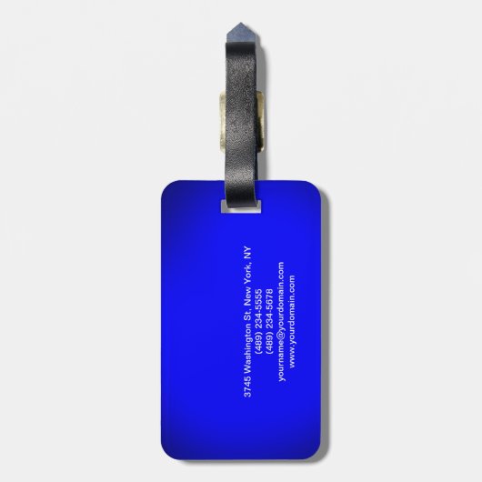 Manuscript Blauw Minimalistisch Modern Plain Bagagelabel (Achterkant verticaal)