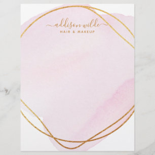 Manuscript Blush Pink Waterverf Gold Circle Busine Briefhoofd