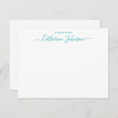 Manuscript Calligrafie A nota van Blauwgroen Aqua Notitiekaartje (Voorkant / Achterkant)