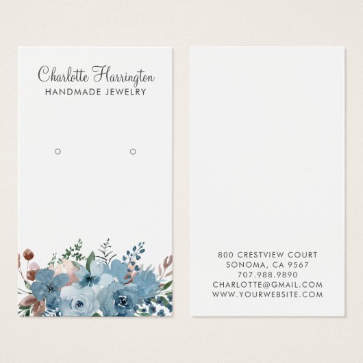 Manuscript dat Dusty Blue Floral verdient Visitekaartje (Voorkant /achterkant)