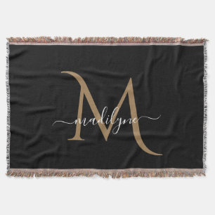 Manuscript Elegant Black en Gold Monogram Deken
