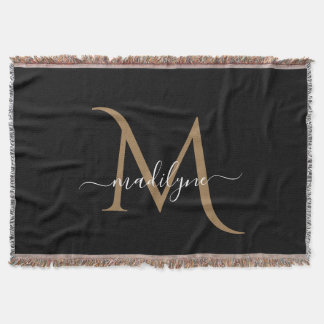 Manuscript Elegant Black en Gold Monogram Deken