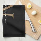 Manuscript Elegant Black en Gold Monogram Theedoek (Quarter Fold)